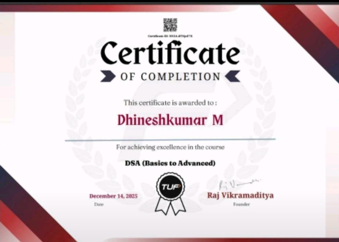 DSA Course Certificate
